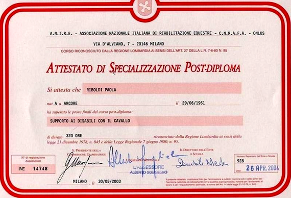 Attestato di specializzazione - Regione Lombardia